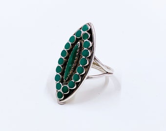 Vintage Snake Eye Turquoise Navette Ring | Size 6 1/2 Ring