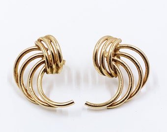 Vintage 14K Gold Swirl Wire Earrings