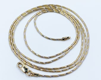 Vintage 14k Two-Tone Gold Snake Chain | 24 3/8 inches Gold Chain | 1 mm Gold Chain