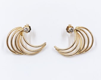 Vintage 14K Gold Swirl Wire Earring Jackets, 14K Swirl Earring Enhancers