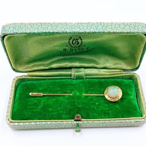 Antique Arts and Crafts 14K Jade Stick Pin | Gibson Krugler Co.