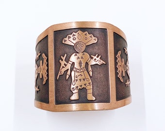 Vintage Copper Kachina Dancer Wide Cuff | WM Wheeler Co Cuff Bracelet | Southwestern Bracelet