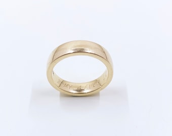 Estate 14k Wedding Band Ring, 5 mm Gold Wedding Band, Size 7 Stacking Ring, Engraved 2 MY 4 EVER LOVE