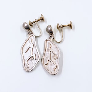 Vintage Taxco Sterling Silver Shadow Box Dancer Earrings