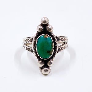 Vintage Sterling Southwest Turquoise Ring, Size 4 1/2 Ring