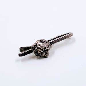 Vintage Sterling Silver Nugget Tie Bar | Vintage Elmcroft Modernist Tie Clip | Silver Nugget Jewelry