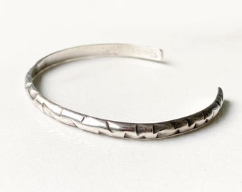 Vintage Silver Hand Stamped Cuff Bracelet