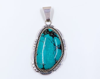 Vintage Darrin Livingston Navajo Turquoise Sterling Silver Pendant