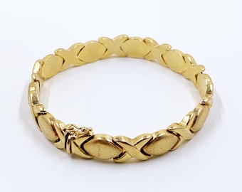 Vintage 14k Italian Gold XO Bracelet: Hugs & Kisses, 7.4 Inch