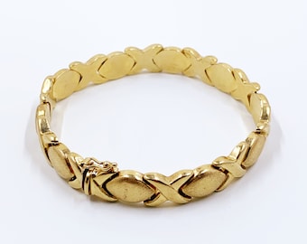 Vintage 14k Italian Gold XO Bracelet | 7.4 inch Gold Bracelet | 9.5 mm Bracelet | 16.6 grams