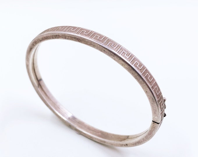 Vintage Italian Sterling Silver Greek Key Bangle Bracelet - Etsy