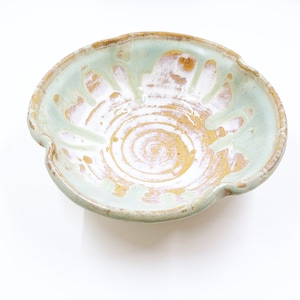 Vintage Green Drip Glaze Bowl | Handmade Studio Ceramic Decor