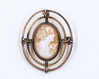 Vintage Gold Filled Cameo Brooch and Pendant