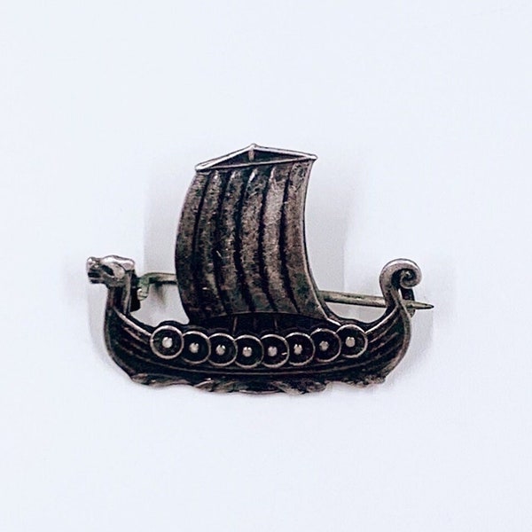 Vintage Sterling Aksel Holmsen Viking Ship Brooch | AKSEL HOLMSEN STERLING | Sterling Norway Brooch