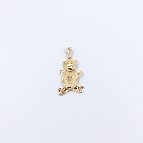 Estate 14k Gold Teddy Bear Pendant | Moveable Ted… - image 1