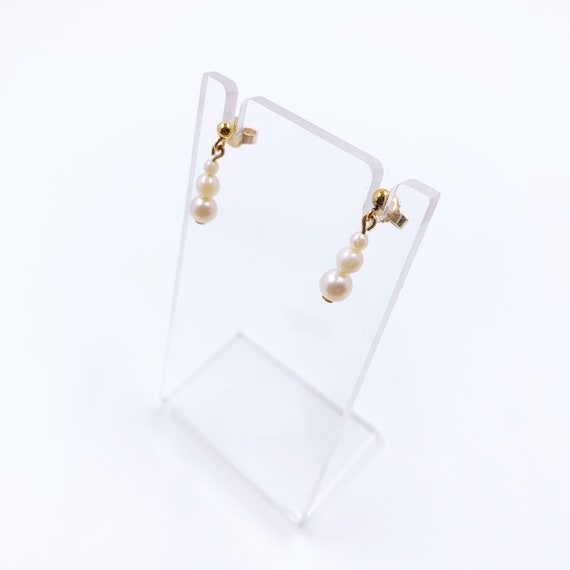 Vintage Gold Pearl Drop Earrings | Classic Pearl … - image 2