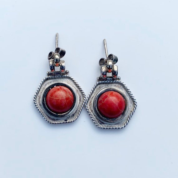 Silver Jasper Hexagon Earrings