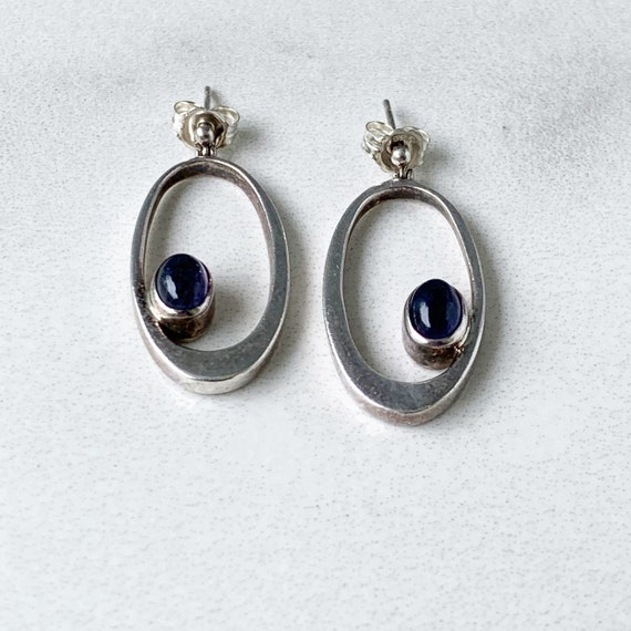 Vintage Amethyst Modernist Drop Earrings | Silver… - image 7