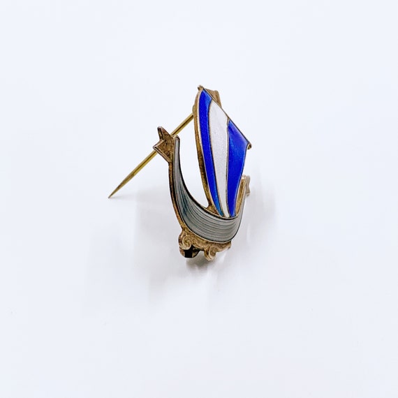 Vintage Sterling Aksel Holmsen Enamel Viking Ship… - image 7