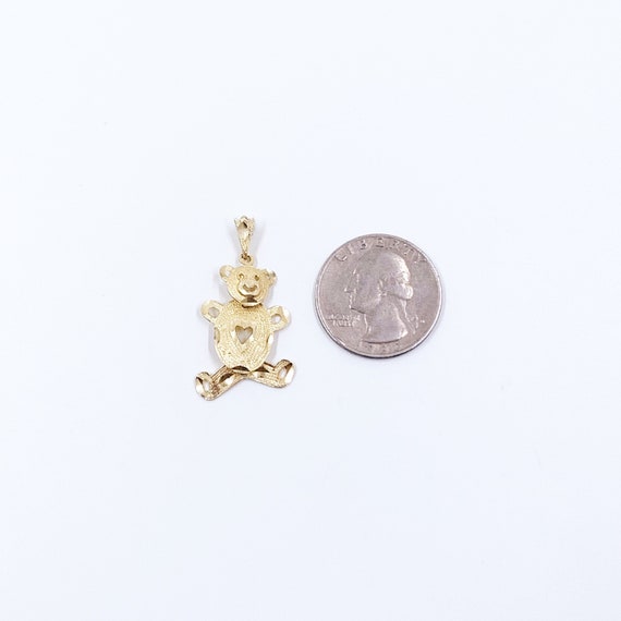 Estate 14k Gold Teddy Bear Pendant | Moveable Ted… - image 3