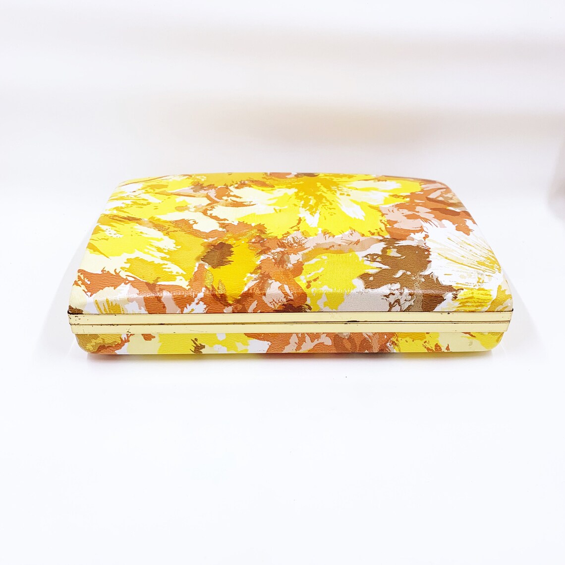 Vintage Yellow Clamshell Jewelry Box Retro Clamshell Earring Etsy