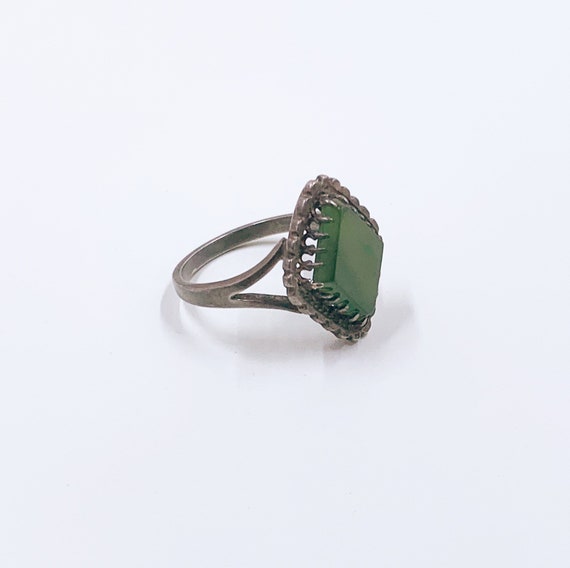 Antique Silver Green Stone Ring | Art Deco Green … - image 6