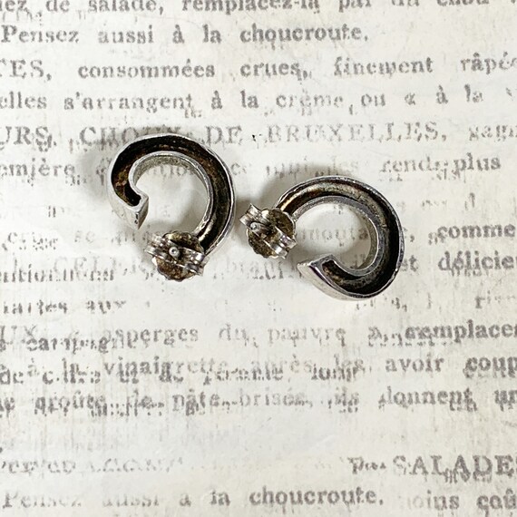 Silver Twisted Round Hoop Style Stud Earrings - image 10