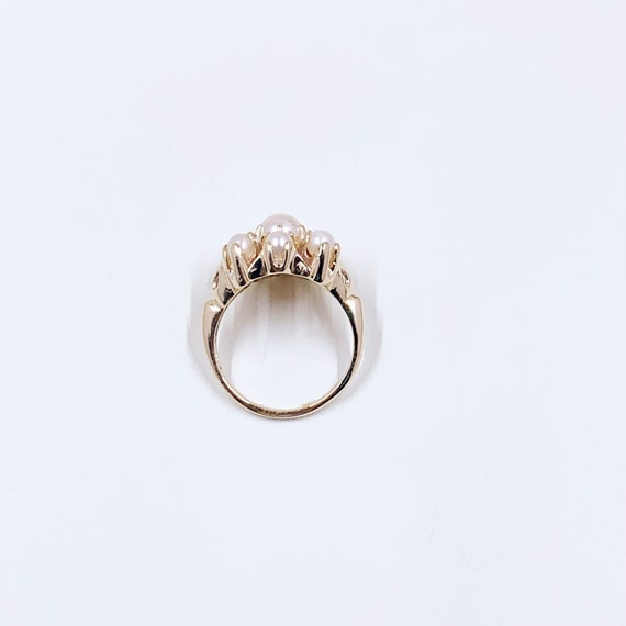 Vintage 10k Gold Pearl Cluster Ring | 10K Gold Pe… - image 3