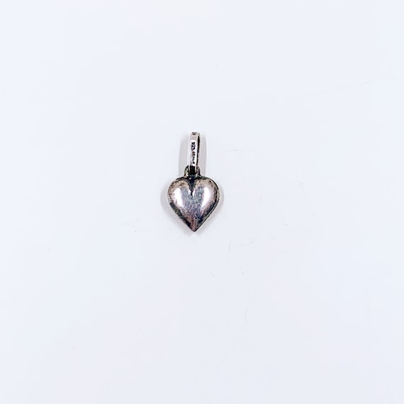 Vintage Silver Puffy Heart Charm | Silver Heart P… - image 1