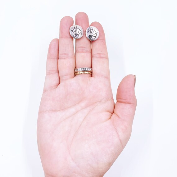 Vintage Modernist Silver Earrings | Geometric Abs… - image 7