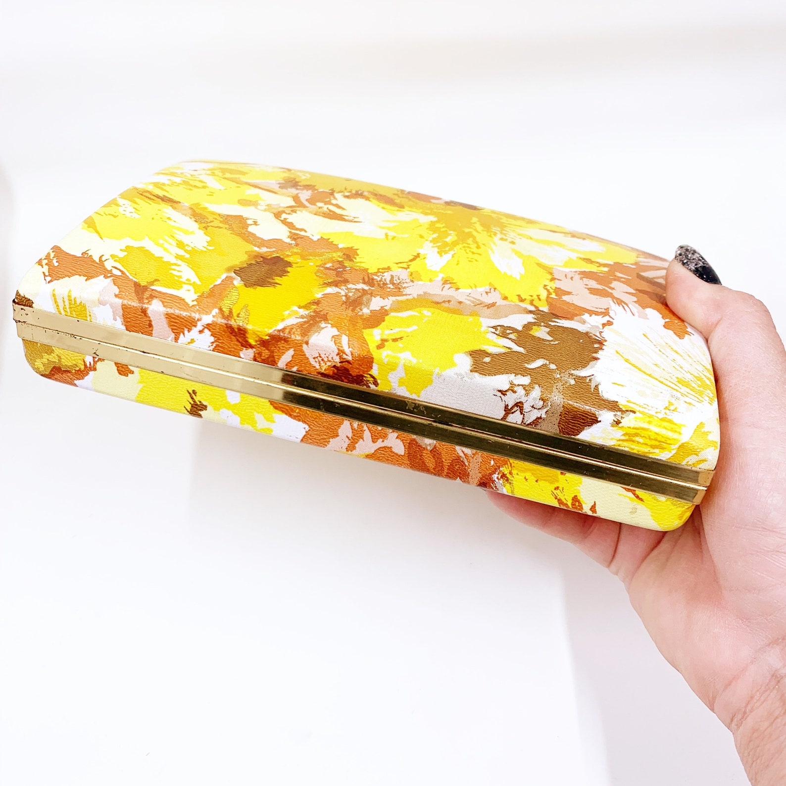 Vintage Yellow Clamshell Jewelry Box Retro Clamshell Earring Etsy