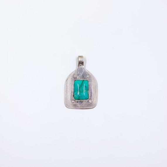 Modernist Silver Chrysocolla Pendant - image 1