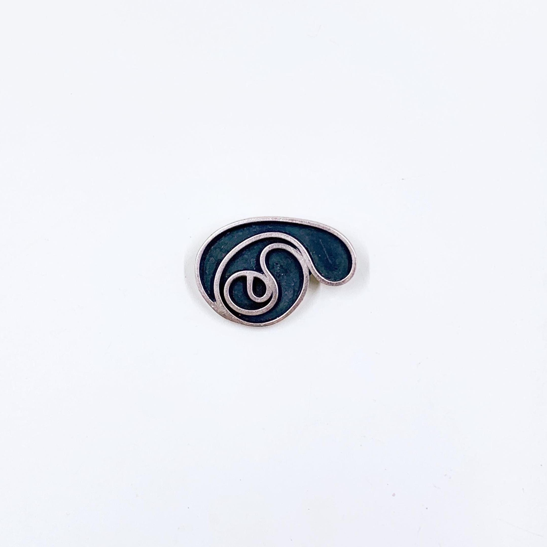 Handwrought Sterling Silver Overlay Swirl Brooch