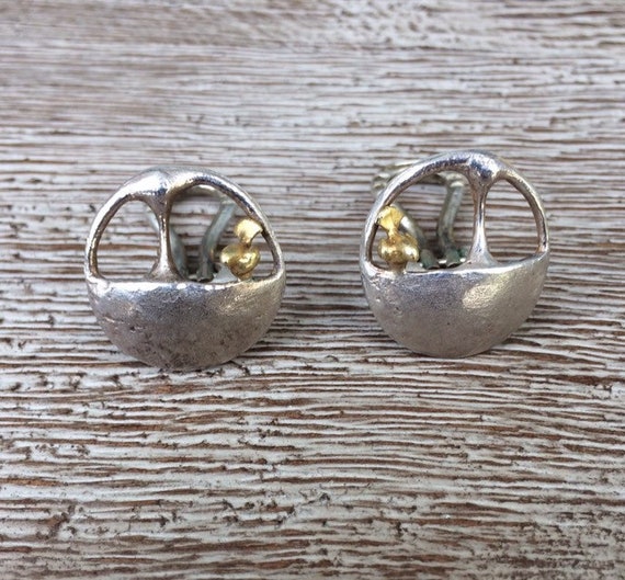 Modernist Bird Earrings | Silver and Gold Earrings
