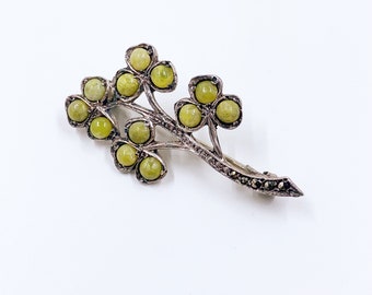 CONNEMARA MARBLE ブローチ Lucky Charm : Irish Connemara Marble Shamrock Brooch in