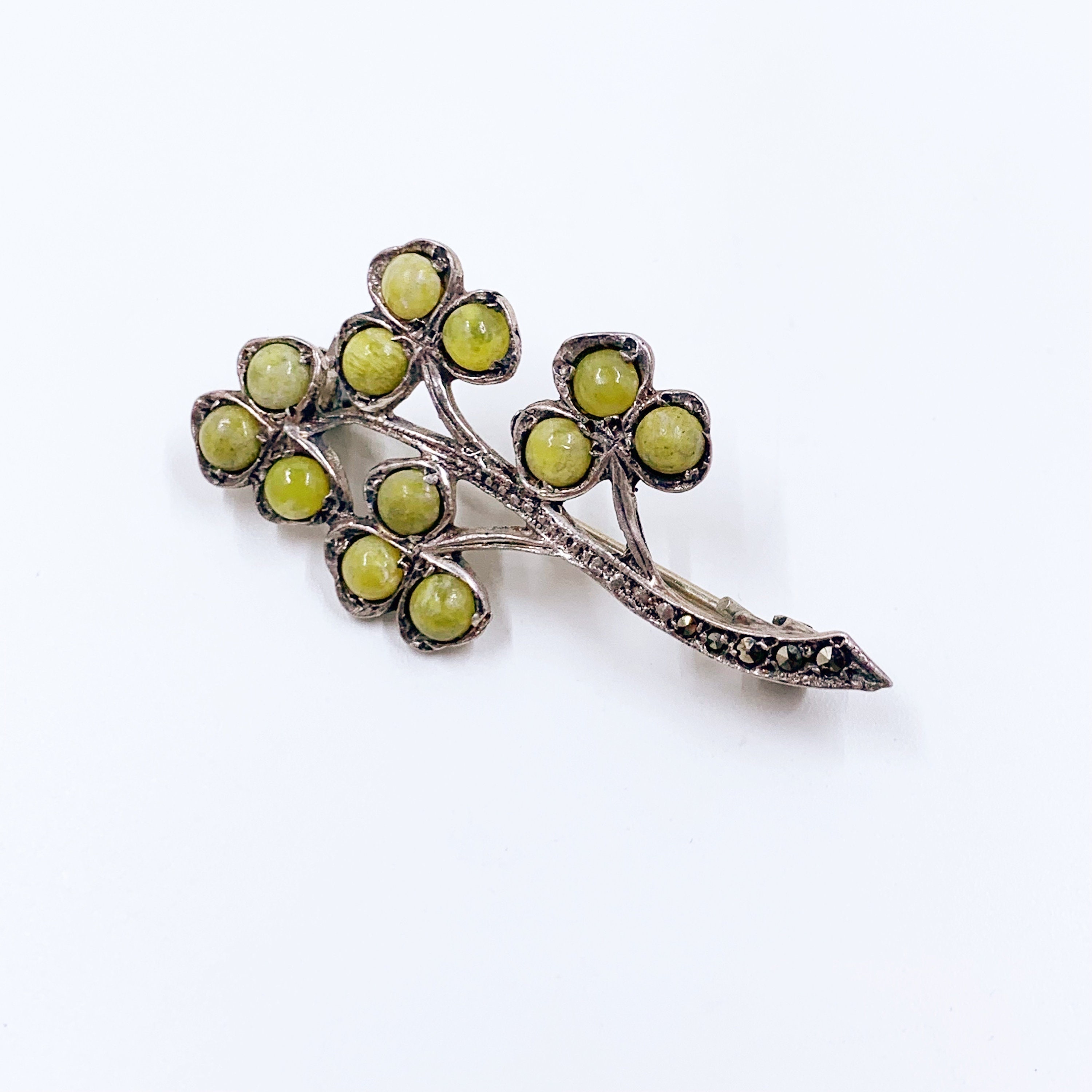 CONNEMARA MARBLE ブローチ Vintage Connemara Marble Shamrock Brooch | Lucky Clover