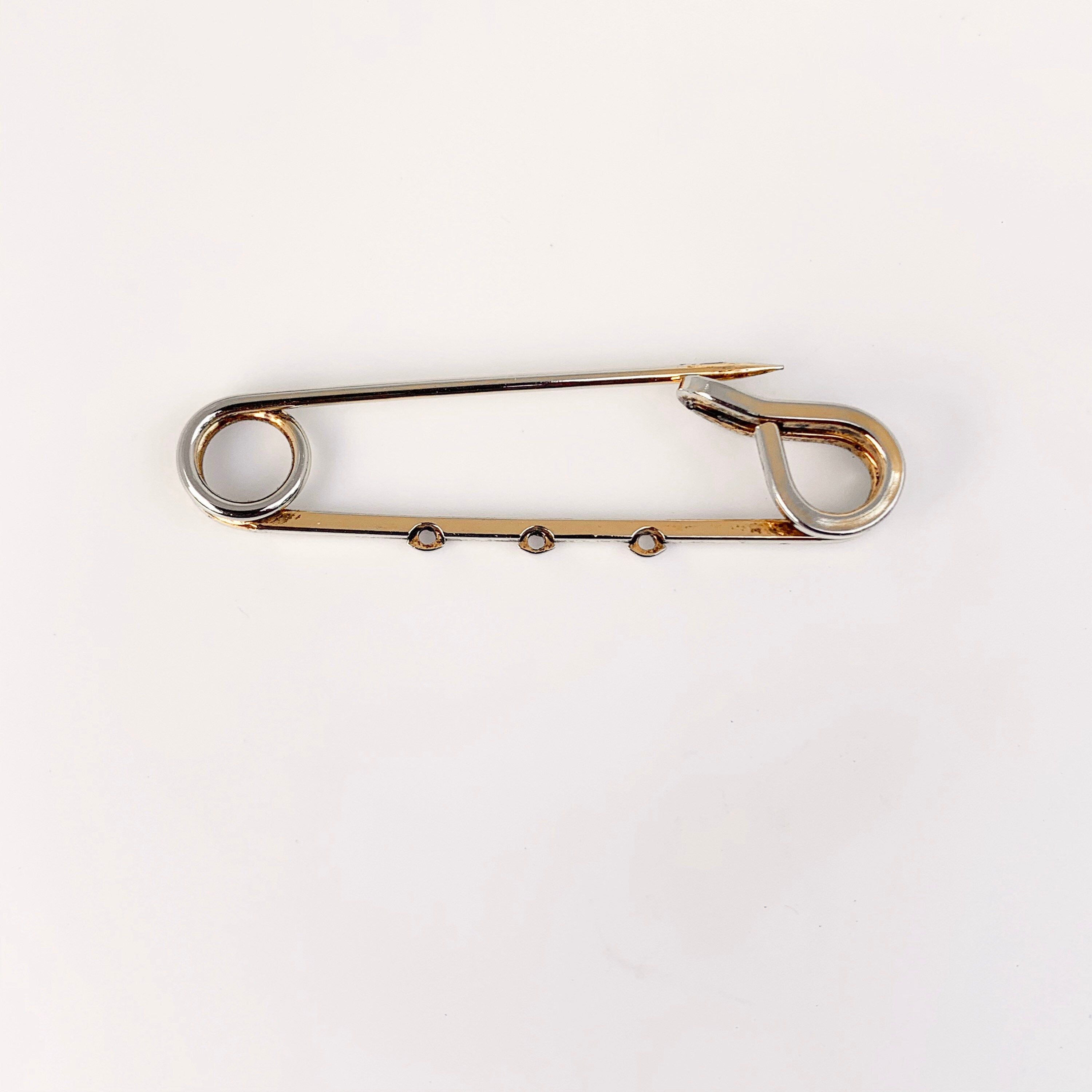 Vintage Safety Pin Charm Holder Gold Tone Safety Pin Brooch Etsy