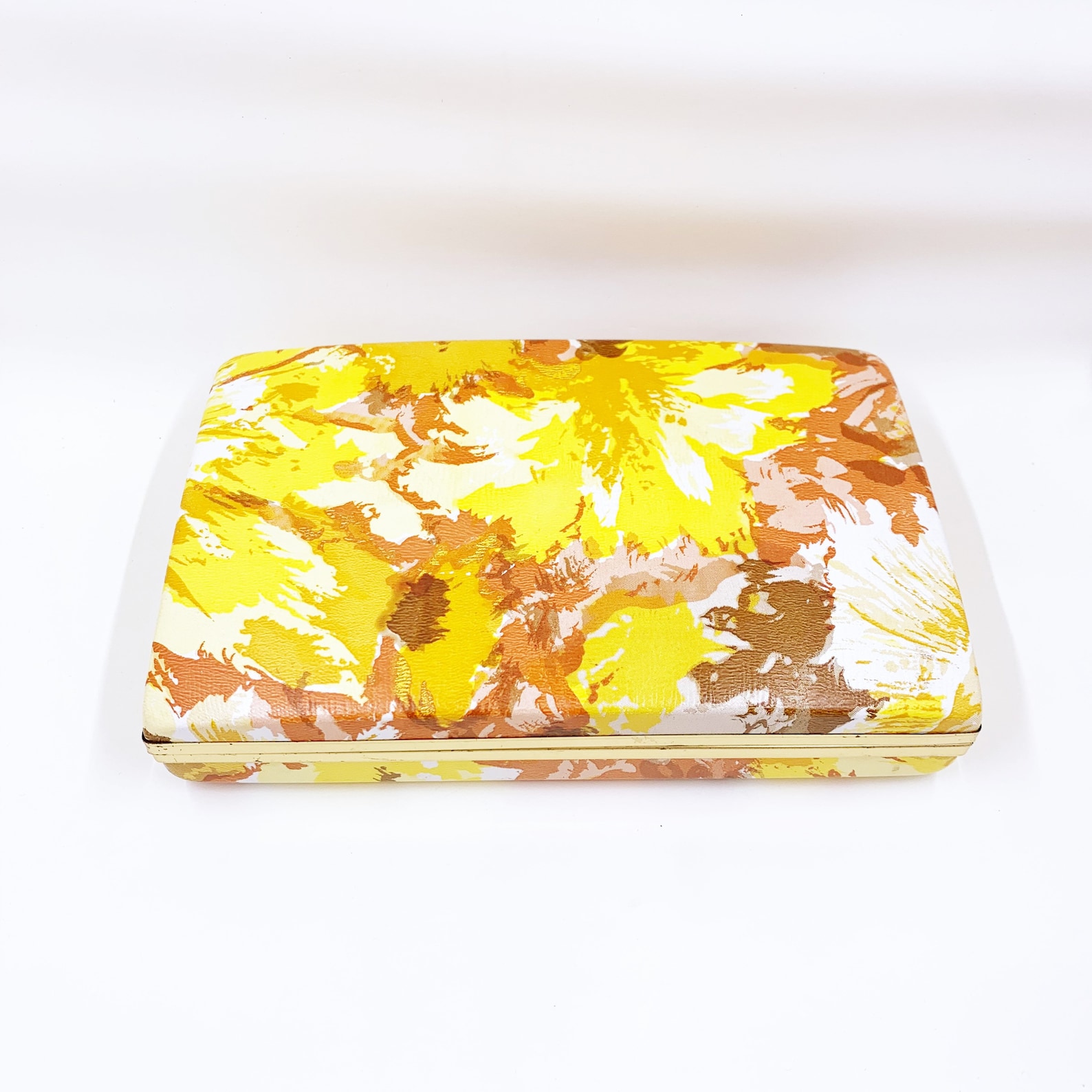 Vintage Yellow Clamshell Jewelry Box Retro Clamshell Earring Etsy