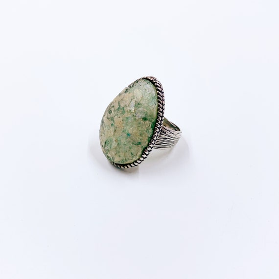 Modernist Silver Tear Drop Roman Glass Ring | Isr… - image 5