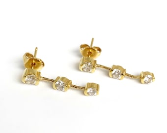 Vintage 18K Gold Diamond Drop Earrings