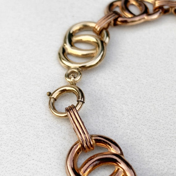 Vintage Art Deco 10k Gold Circle Link Bracelet | … - image 5