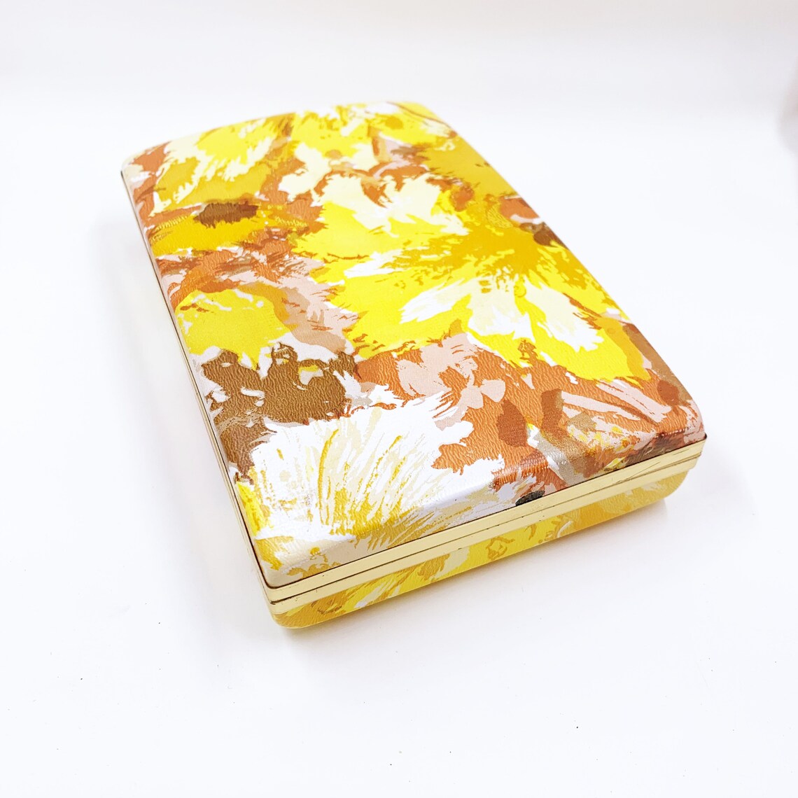 Vintage Yellow Clamshell Jewelry Box Retro Clamshell Earring Etsy