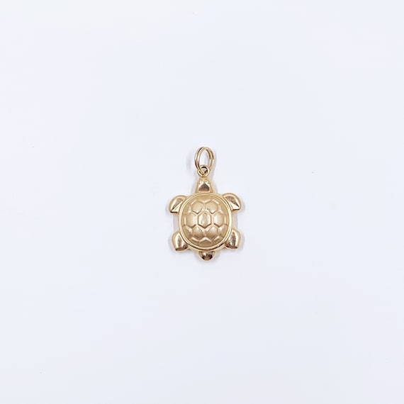 Vintage 14k Gold Sea Turtle Charm | 14k Gold Puffy