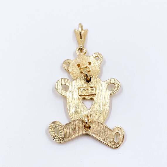 Estate 14k Gold Teddy Bear Pendant | Moveable Ted… - image 8