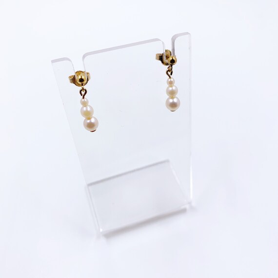 Vintage Gold Pearl Drop Earrings | Classic Pearl … - image 3