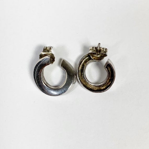 Silver Twisted Round Hoop Style Stud Earrings - image 2