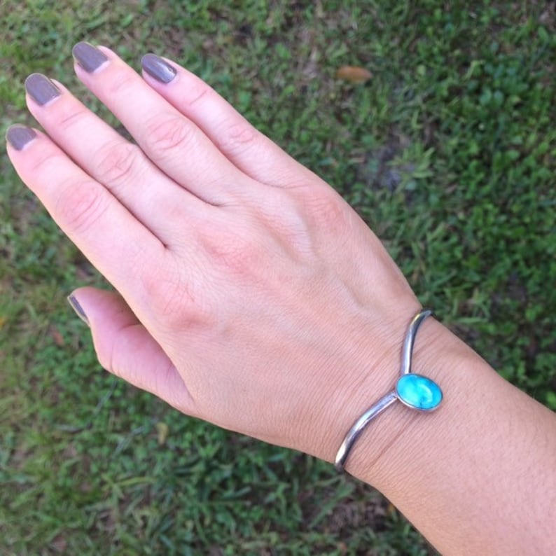 Handmade Bracelet by Michael Rogers Paiute Native American Vintage Silver Turquoise Cuff