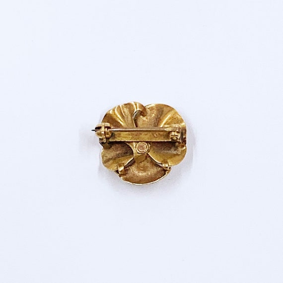 Antique Art Nouveau Pansy and Diamond Brooch | 14… - image 3