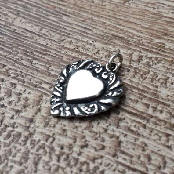 Vintage Heart Charm | Sterling Silver Heart Penda… - image 3