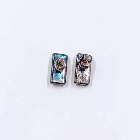 Vintage Silver Inlay Stud Earrings: Multicolor So… - image 2